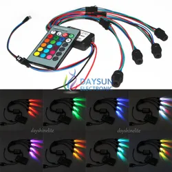 New RGB Optic Fiber Light Source 1PCS/2PCS/4PCS Light Heads DC12V Car Optic Fiber Light Holder 1.5mm to 6mm Cable with Remote