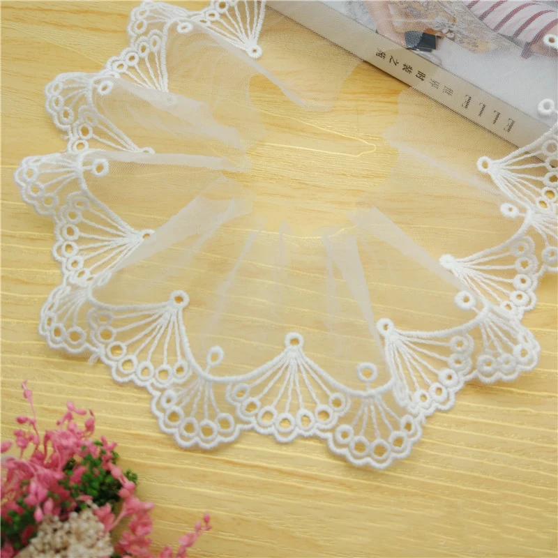 19yards 6cm white mesh embroidered Lace Trim fabric ribbon clothing skirt Home textile DIY Apparel Sewing decorate Accessories