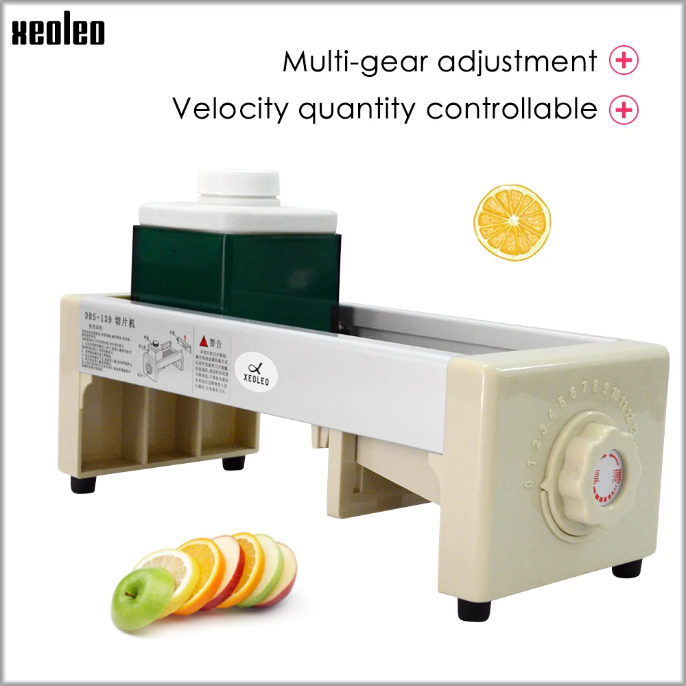 XEOLEO Manual Lemon slicer Commercial Fruit Slicing machine Fruit slicer Double blades Adjustable thickness Skiving fruit Cutter