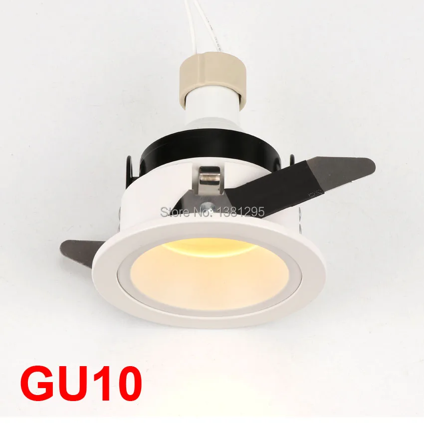 50pcs/lot LED Recessed Ceiling Downlight GU10 Spot Lamp Fitting Frame Bulb Replaceable MR16 GU 10 Sockets Light Fixture Spring