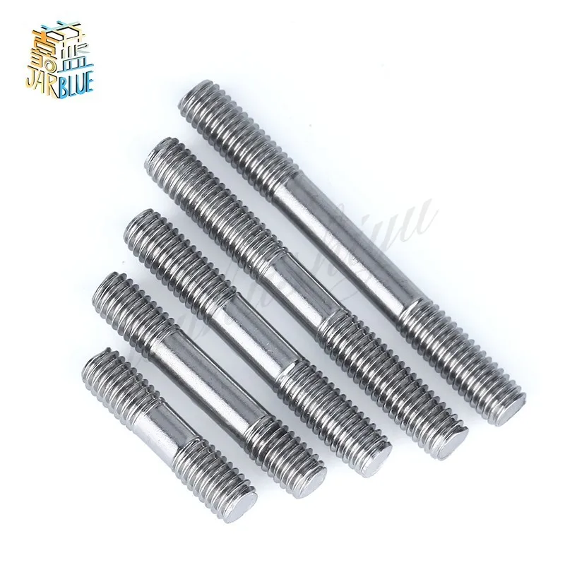 10PCS M6 Stainless Steel Double End Threaded Screw Headless Double Thread Studs Bolt M6*50/55/60/65/70-200mm 