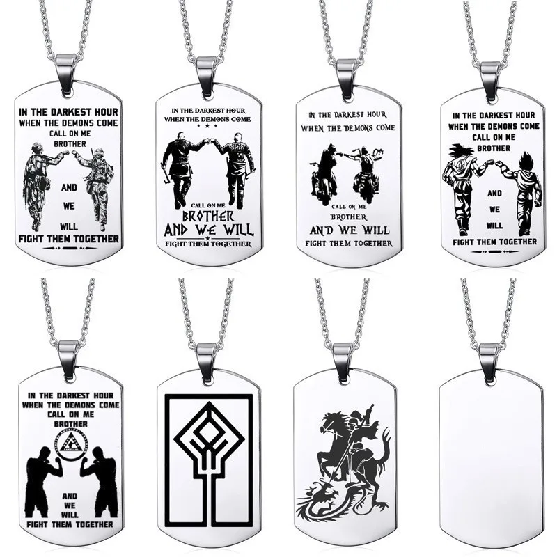 Vnox Personalized Stainless Steel Fraternal Dog Tag for Men Motorcycle Army Solier Brothers Tough Man BFF Necklaces Custom Gift