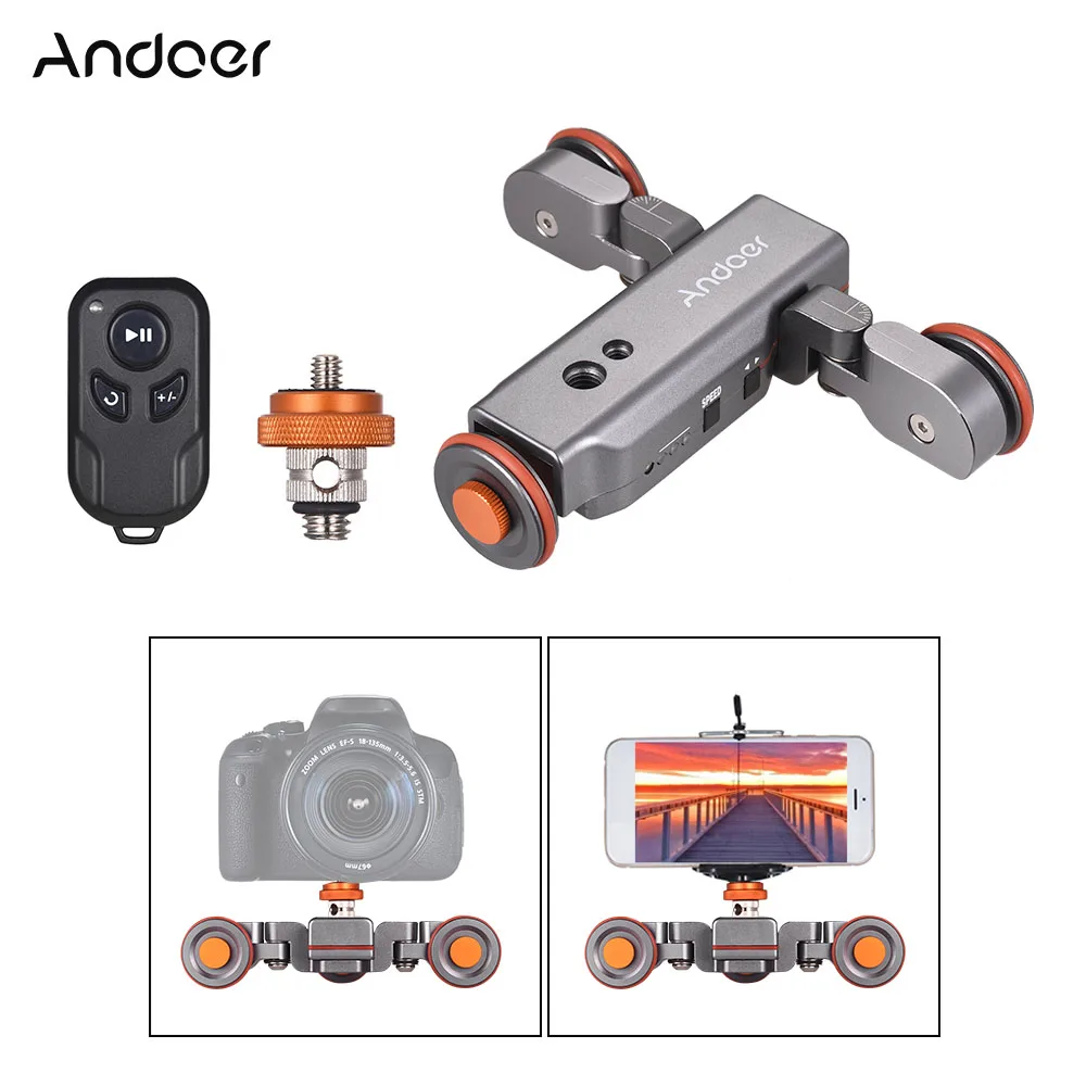 Andoer L4PRO Motorized Camera Video Dolly with Scale Indication Electric Track Slider Wireless Remote Control Mini Slider Skater