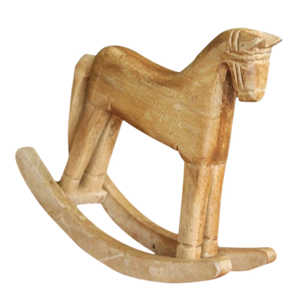 MagiDeal Nordic Wooden Crafts Rocking Horse Desk Decor Balance Art Figurines