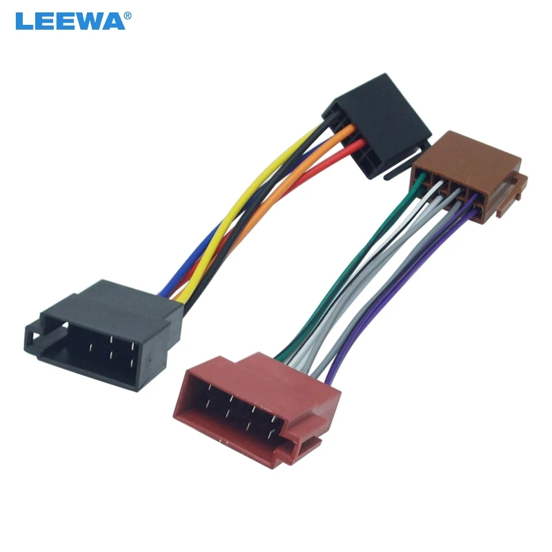 

LEEWA 5set Car ISO Radio Plug Adapter Wiring Harness For VW Audio Power & Loudspeaker ISO 2 Heads Male to Female #CA1954