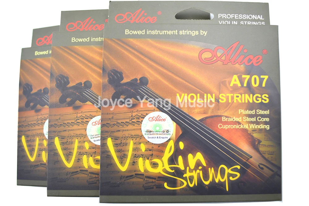 

3 Sets of Alice A707 Professional Violin Strings Plated Steel Braided Steel Core Cupronickel Winding 1st-4th Strings