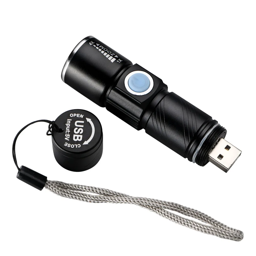 enjoydeal 1PC Q5 1000 Lm LED USB Rechargeable Flashlight Zoomable Adjustable Focus Flashlight Torch for camping outdoor Light