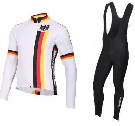 

WINTER FLEECE THERMAL 2017 Germany Deutschlands Men's Cycling Jersey Long Sleeve Bicycle Clothing With Bib PANTS Ropa Ciclismo