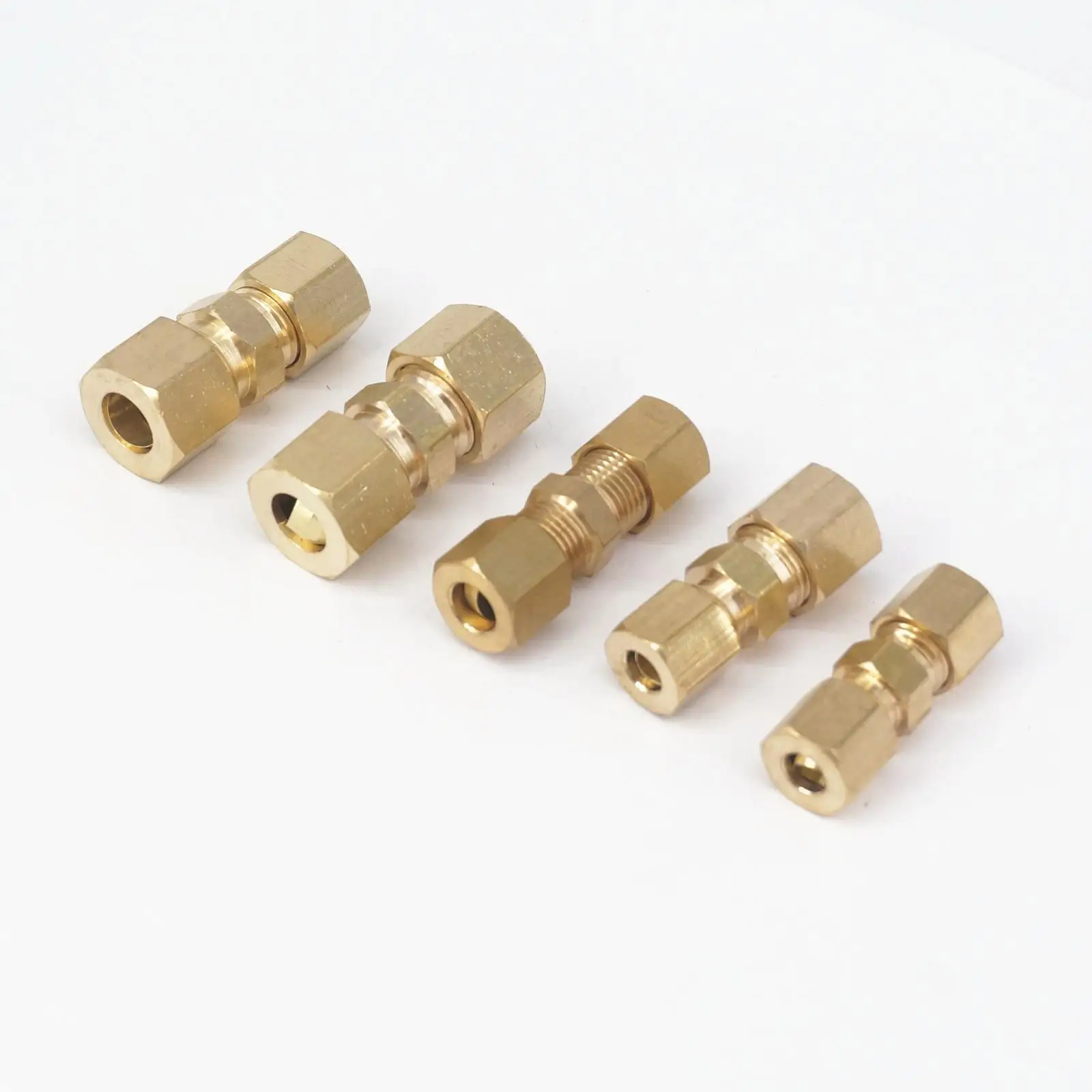 

Brass Fit Tube O.D 1/8" 3/16" 1/4" 3/8" 5/16" 1/2" 5/8" 3/4" Straight Equal Reducer Compression Fitting Pipe Connector