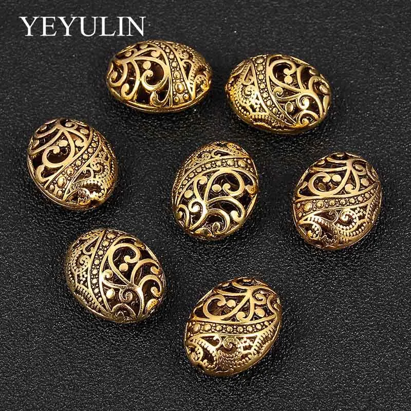 5Pcs Hole Antique Gold Color Round European Big Hole Beads Spacer Bead For DIY Jewelry Making Charms Bracelets Accessories