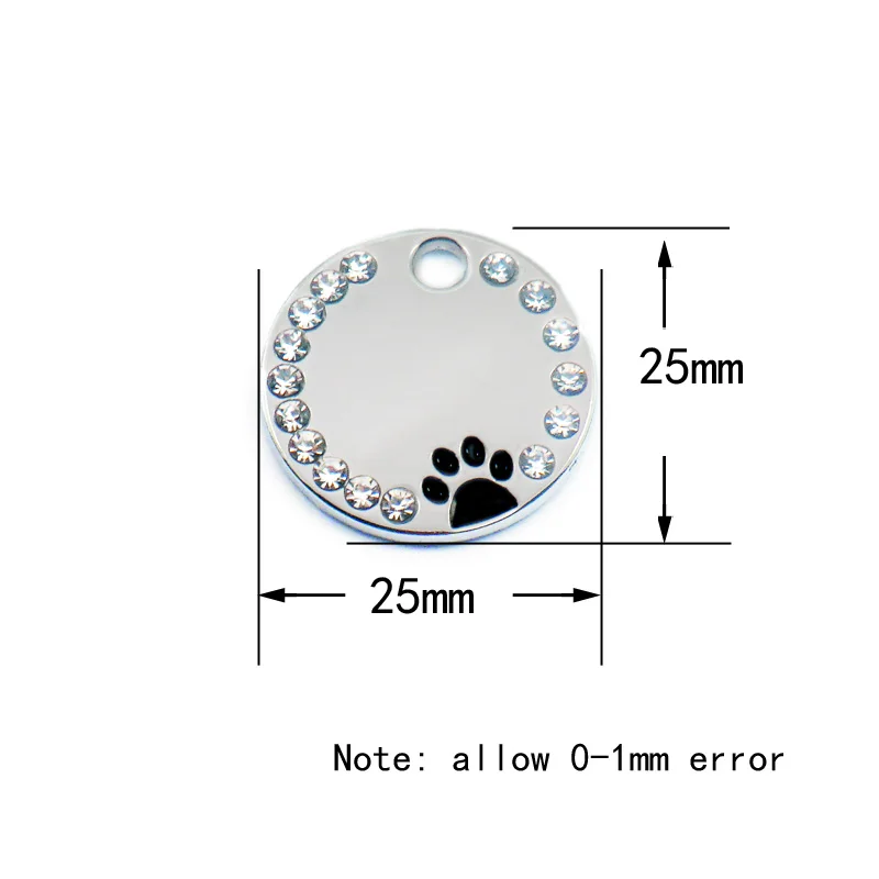 20pcs Rhinestone Engraved Dog Tag Personalized Pet Cat ID  Anti-lost Kitten Puppy Plate Collars Pendant Blank Accessories