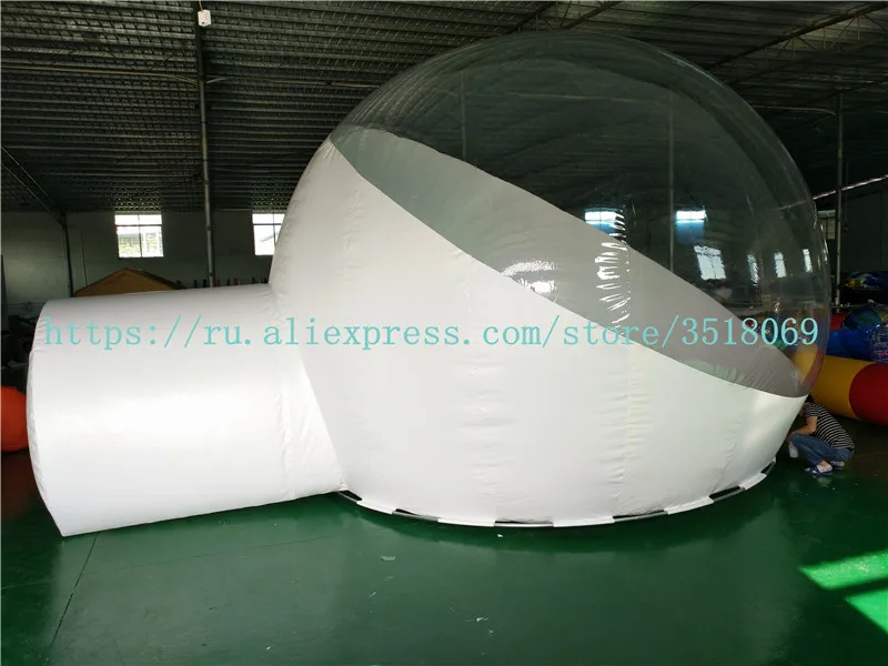 Sales of 6 meters of inflatable transparent bubble house with toilet, PVC transparent bubble house with steel frame, suitable fo