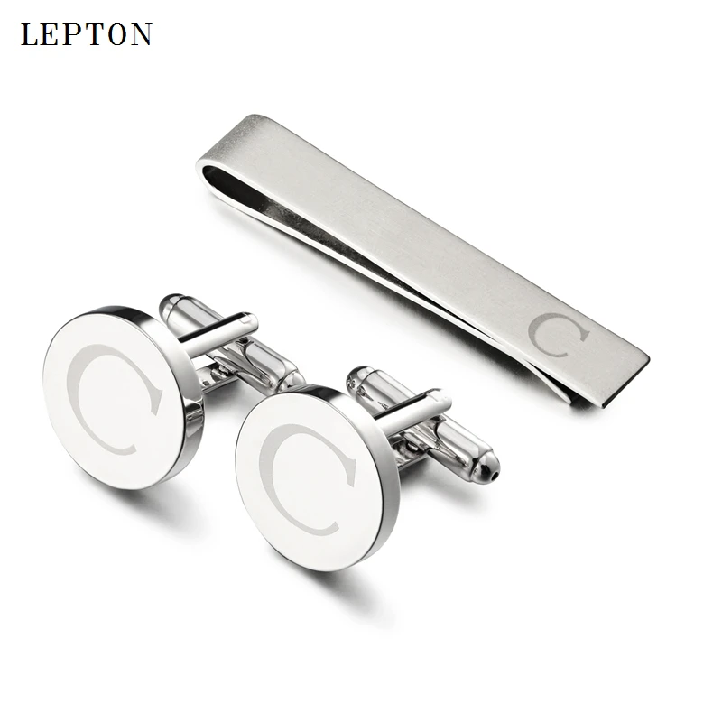 

Lepton Letters Cufflinks & Tie Clips Set Silver Color Letters Of An Alphabet C Cufflinks For Mens Shirt Cuffs Cufflink Gemelos