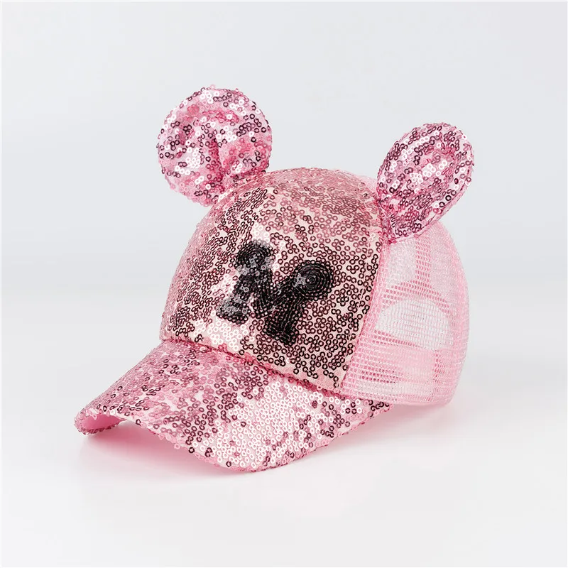 Sequin Baby Cap Hat For Baby Girl Kids Boy Girls Baseball Caps Mesh Cap With Ear Cute Adjustable Hip Hop Sun Hats Spring Summer