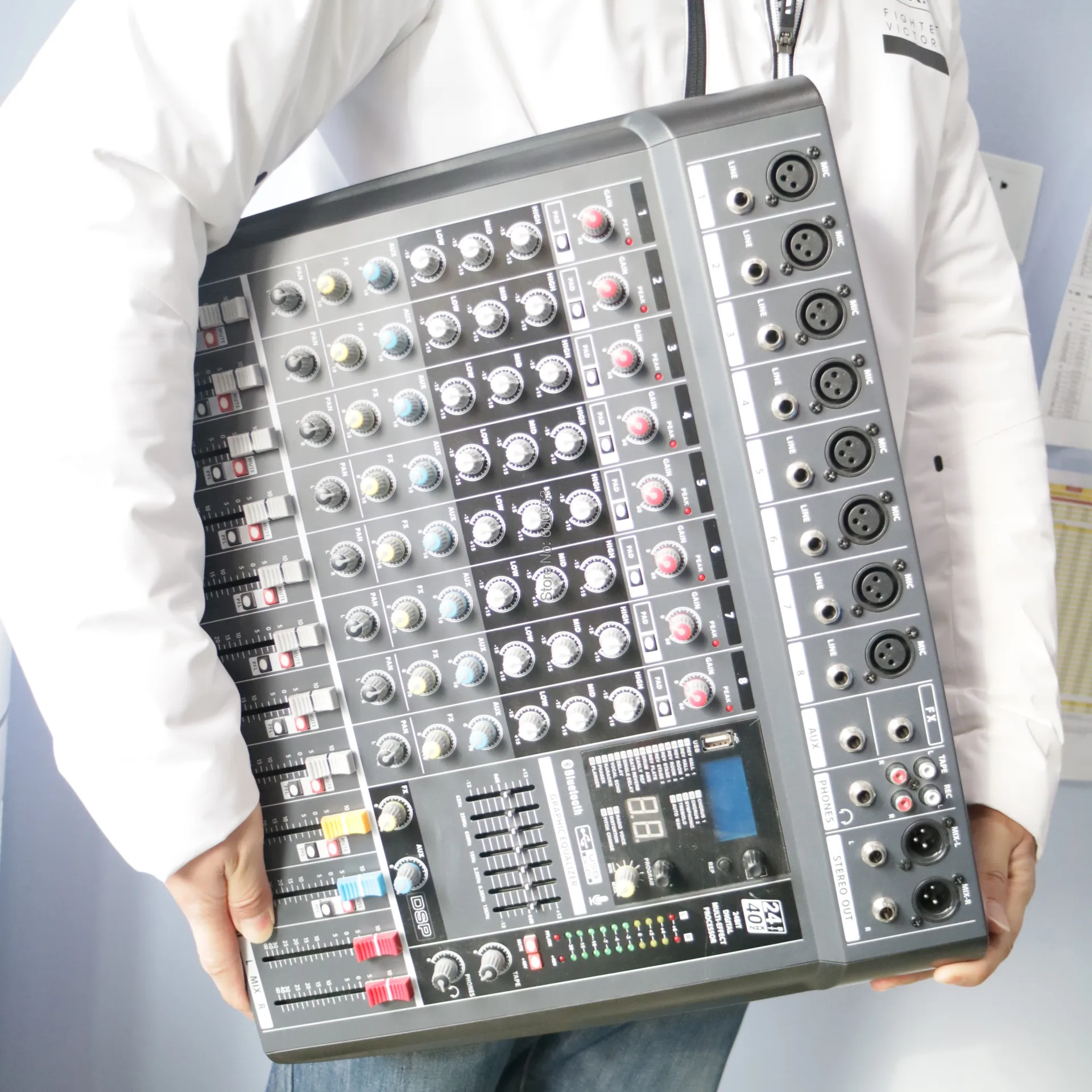 MICWL-Consola de mezclas ZDR800 con micrófono inalámbrico, mezcladores de estudio en vivo con Bluetooth, procesador de efectos digitales de 24 bits