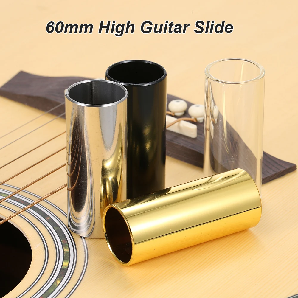 Slider 60MM High Guitar Slide Bar Stainless Steel Metal/Glass Finger Slides Guitar Ukulele String Instruments Guitar Accessories