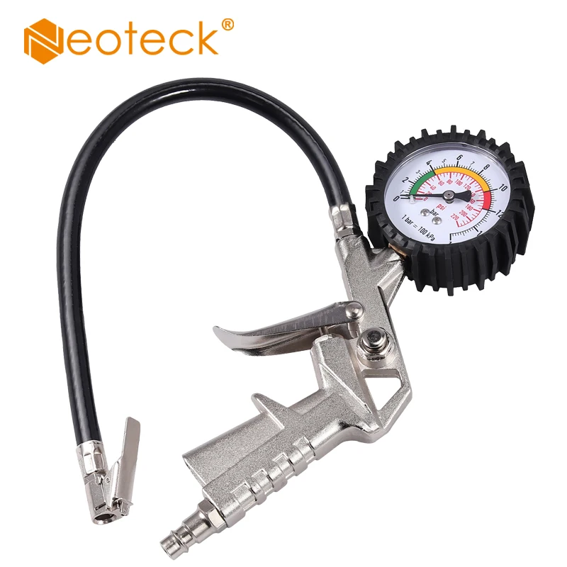 Neoteck 0-220PSI Air Tyre Inflator with Gauge For Car Van Tire Tool Tire Inflator Gauge Gun Pressure Guage Tester Air Compressor