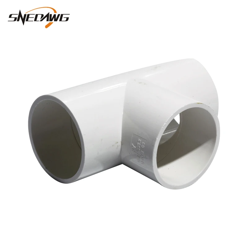 Tee Pipe Fittings UPVC Water Pipe Joint 40/50/63/75/90/110mm 1.2''/1.5''/2'' ID Water Connectors DIY PVC-U Pipe Joint Fitting