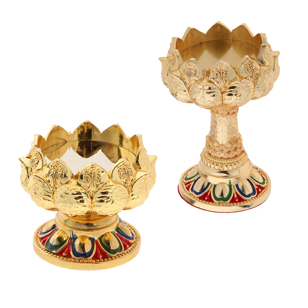 45/76mm Height Buddha Lotus Butter Candle Lamp Holder Base Burner for Home Praying Safe/ Fortune/ Luck