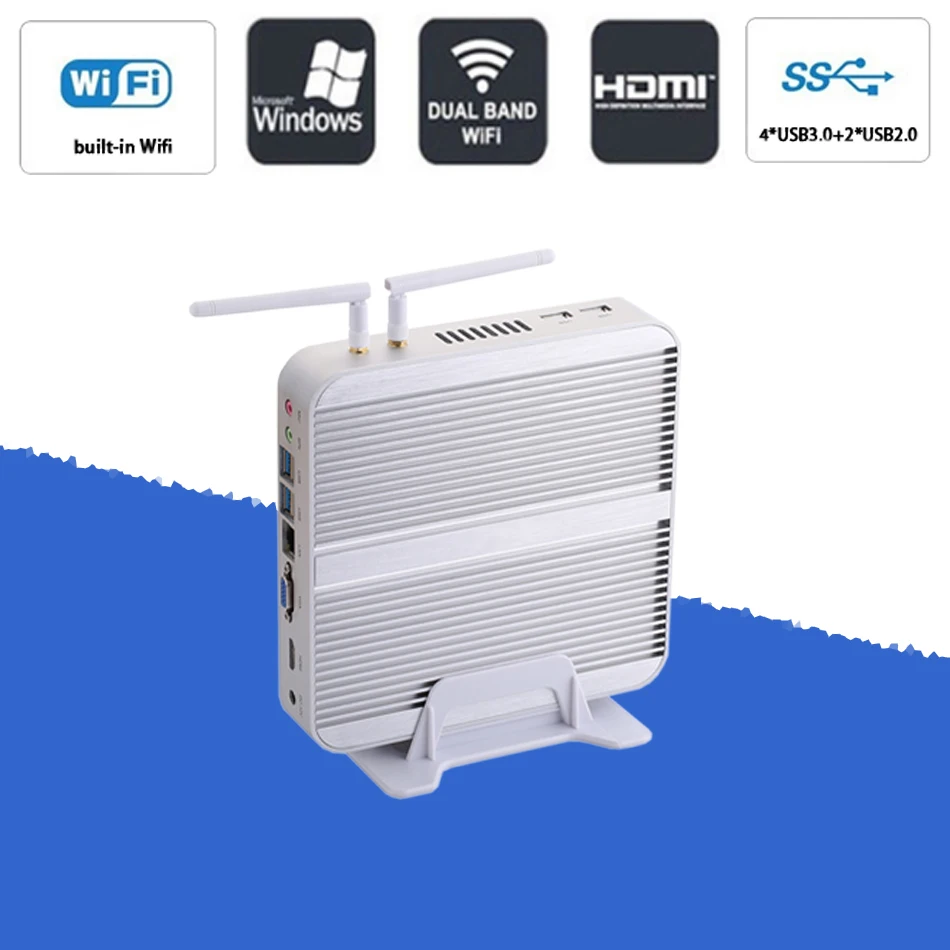 HUNSN Quạt Không Cánh Mini PC, ABM01 Intel Core I5 4200U/5200U, Máy Tính Để Bàn, Máy Tính windows 11 Pro/Ubuntu, WiFi HD,VGA 4USB3.0,2USB2.0,LAN