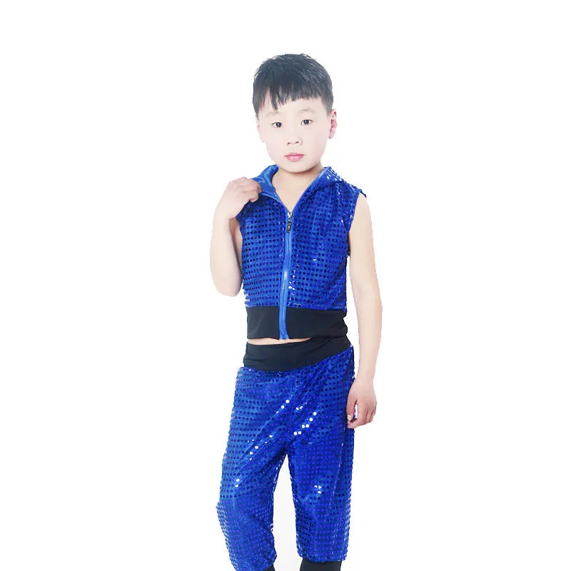 Songyuexia Kids Children Sequin Hip Hop Dance Costumes Girl Boy Jazz Dance stage performance Clothing Crop Top With Hooded