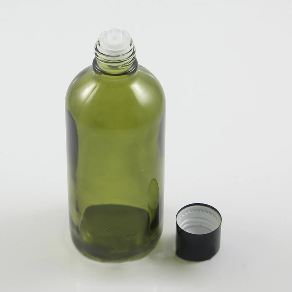 Olive 100ml empty cosmetic packaging perfume glass container 100cc essential oils with screw lid