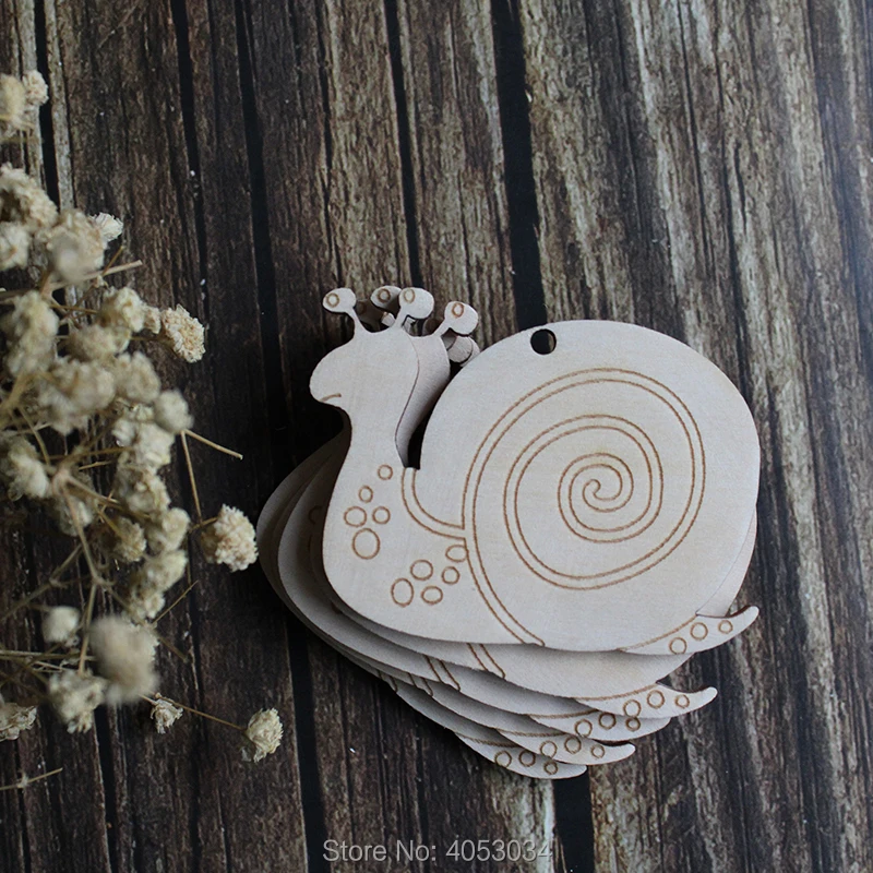 Wooden Snail  Shape Art Projects Craft Decoration Embelishments Decoupage Ornament Craft Supply