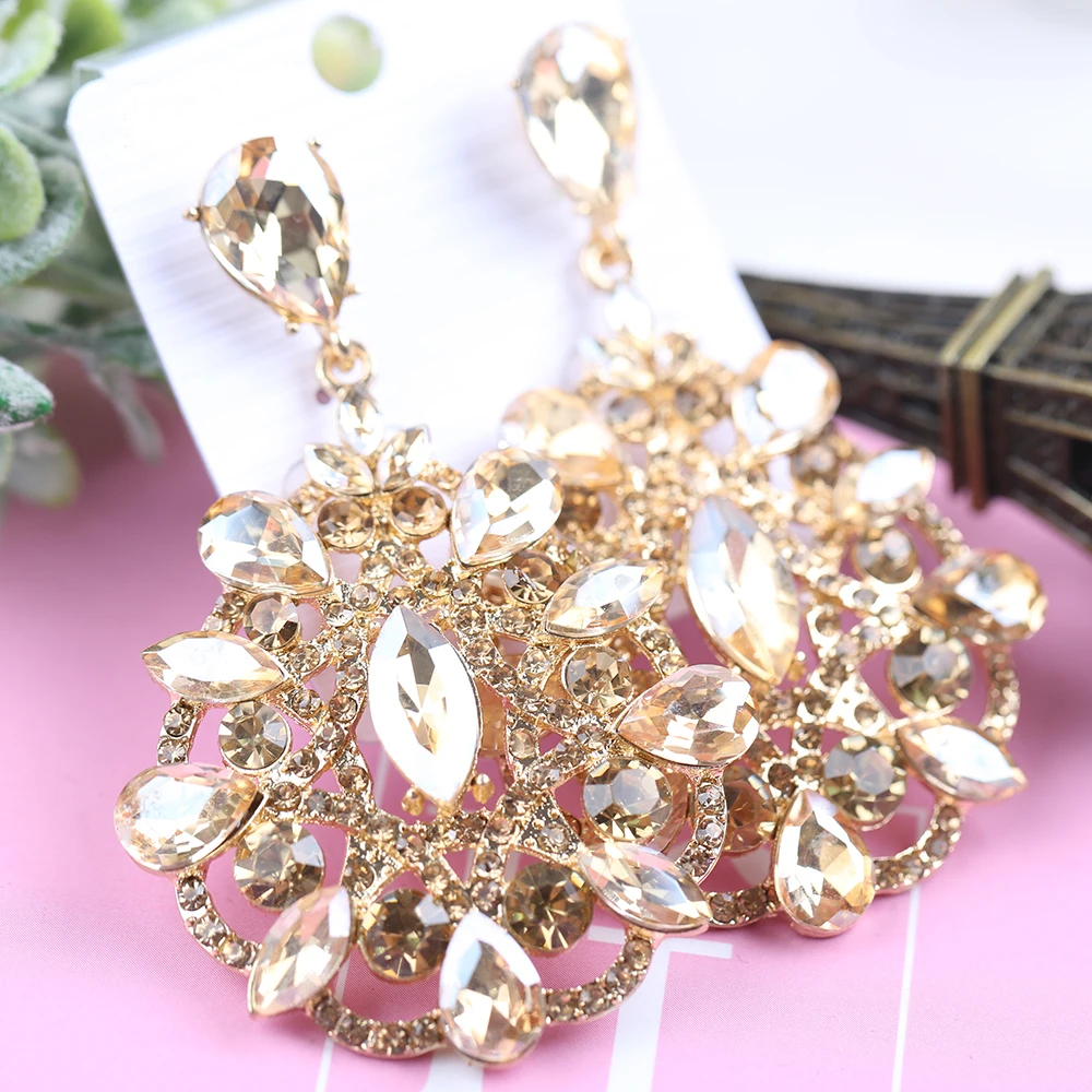 VEYO Luxury Hollow out Drop Crystal Earrings for Women Rhinestone Dangle Fashion Jewelry Gift New