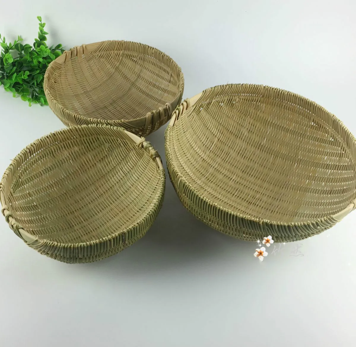 Handmade Bamboo Craft Hand Knitting Wash Rice Artifact Drain Vegetable Basket Vegetable Washing Basket Kitchen Organization