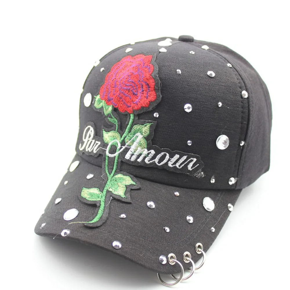 Women Men Unisex Snapback Baseball Cap Hip Hop Cowboy Demin Cotton Flower Ring Kpop Bboy Sport Dad Hat Streetwear Adjustable