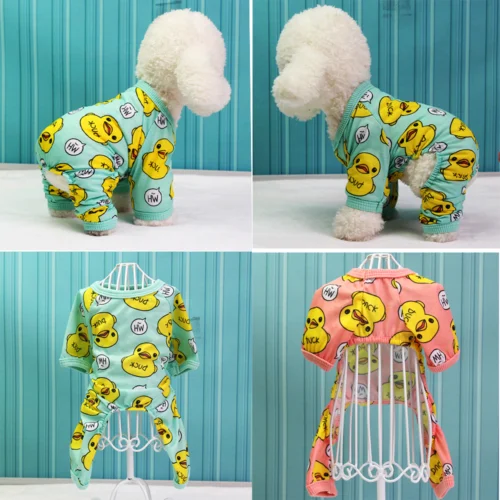 Cute Printed Dog Pajamas Cotton Chihuahua Yorkie Puppy Clothing for Dog Jumpsuit Super Soft Warm Puppy Costume