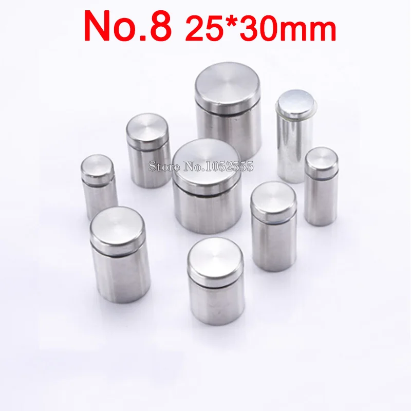 Wholesale 200PCS 25*30mm Stainless Steel Hollow Glass Advertisement Nails Screws Bolts Acrylic Billboard Glass Standoff Pins