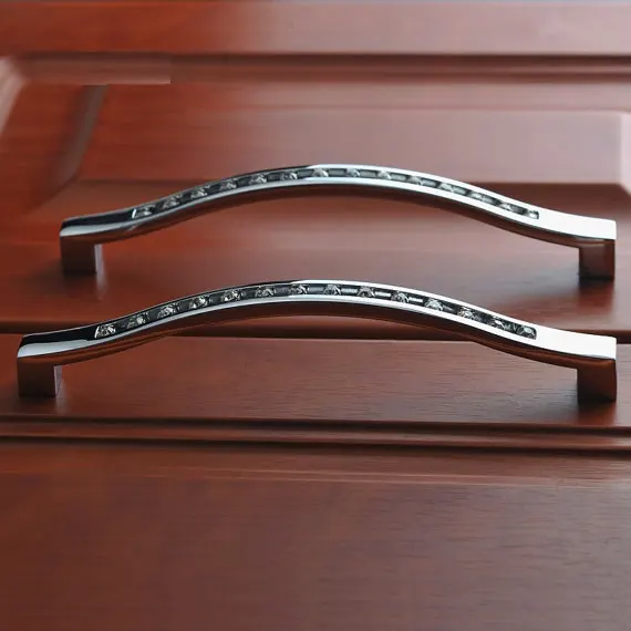 3.75\'\' 5\'\' 6.3\'\' Sparkly Glass Drawer Pull Handles / Silver Dresser Pulls Handles Crystal Cabinet Handles Knob For Furniture