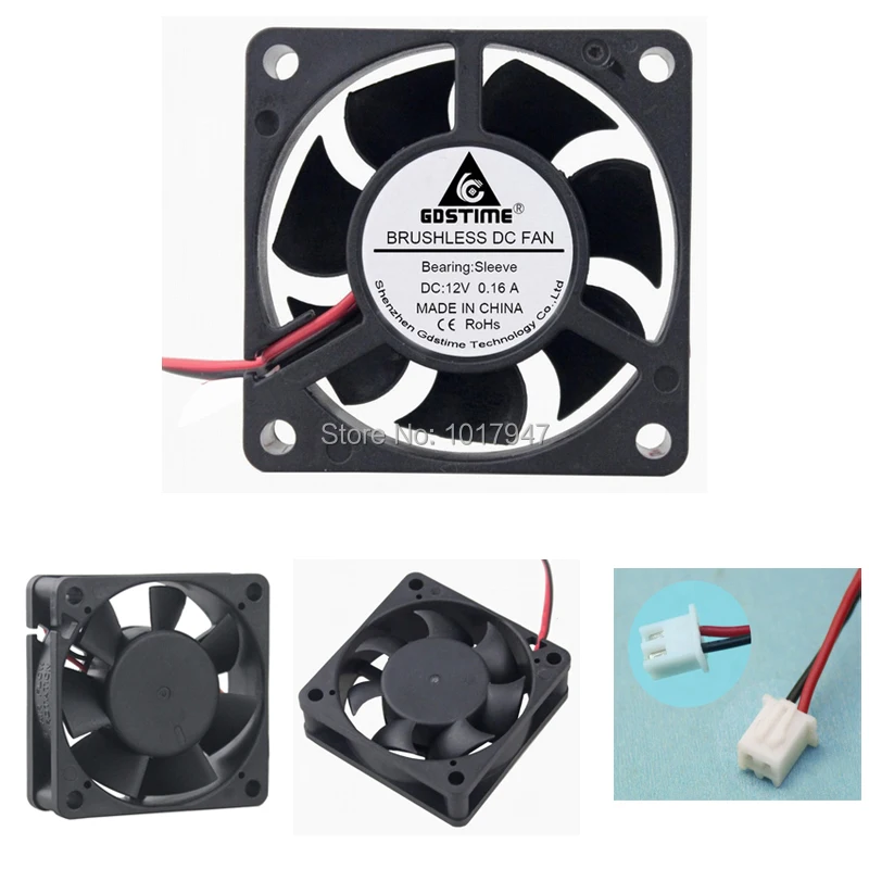 

200Pcs Gdstime 60mm 6cm 6020 60x60x20mm DC 12V 2Pin Brushless CPU Cooler Cooling Fan