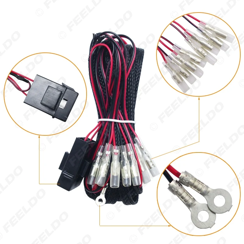 FEELDO 1PC Universal 4-Connector Wiring Harness Power Adapter Kits For Car CCFL/LED Angel Eyes Light Installation #HQ5632