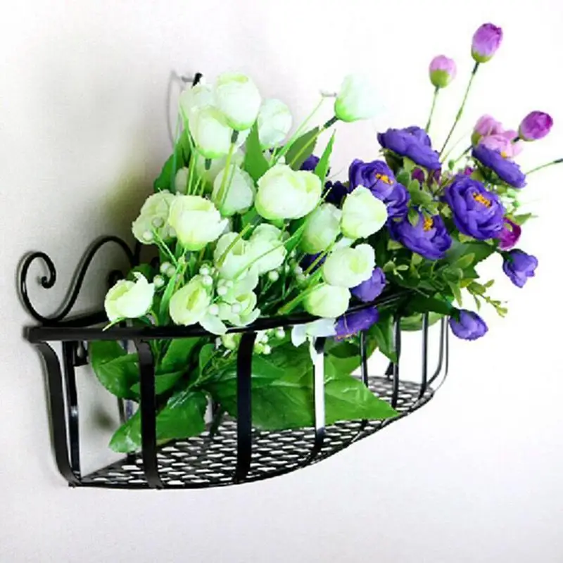 Wall Mounted Holder Hanging Flower Basket For Home Living Room Decorative Shelves Balcony Hanging Flower Pot Rack