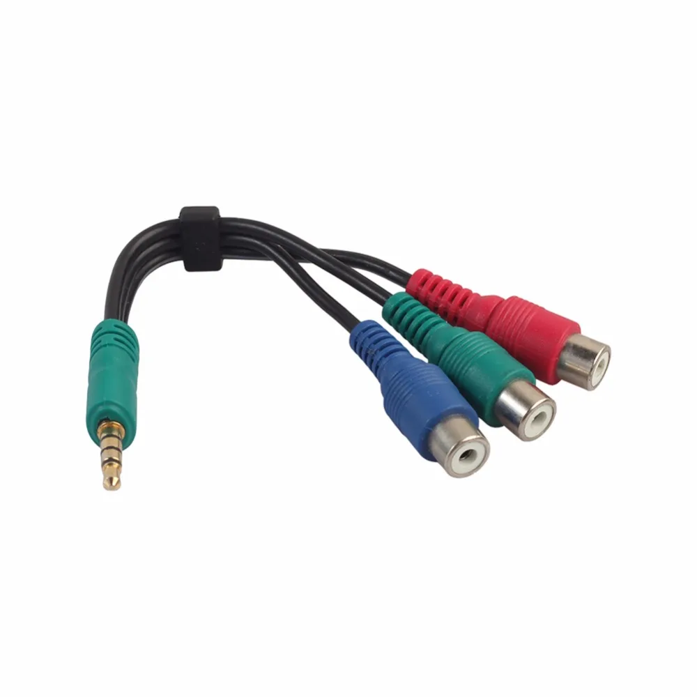 3.5mm Video Cable 4-pole AUX Male to Component YPbPr 3 RCA Female Adapter Green Blue Red 3-RCA External Line For Samsung TV PC