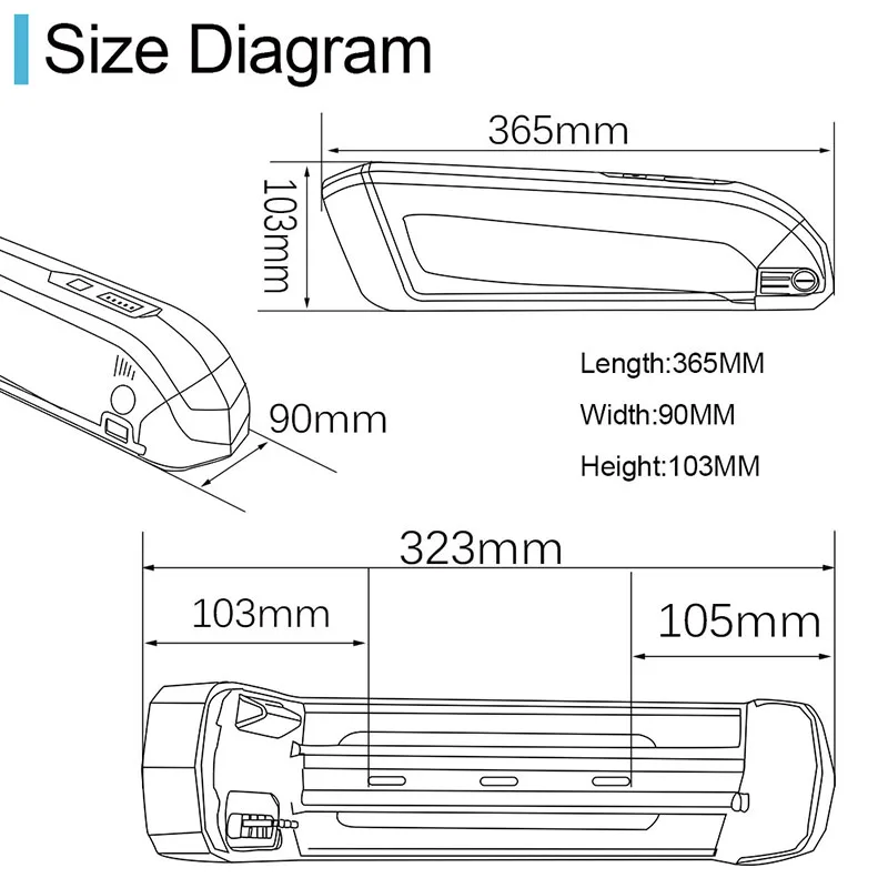 Side Open Downtube eBike Battery 36V 14Ah 48V 10.5Ah Sanyo Cell Electric Bicycle Battery for Bafang TSDZ2 750W 500W 250W Motor