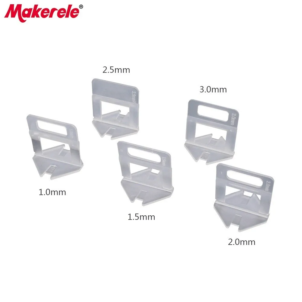 100pcs Tile Leveling System Clips Kit Wall Floor Tile Spacer Tiling Tool 1mm 1.5mm 2mm 2.5mm 3mm Transparent Disposable PVC Base