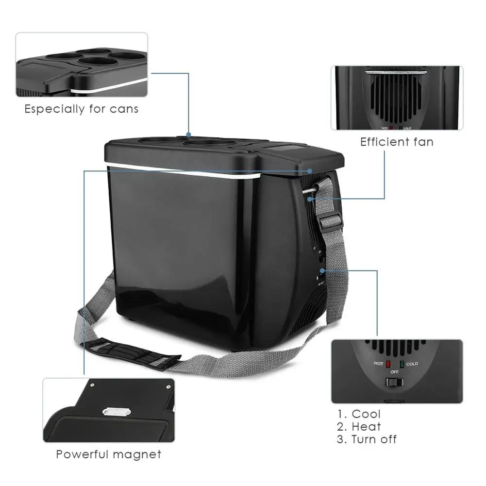 12V Refrigerator Freezer Heater 6L Mini Car Freezer Cooler & Warmer, Electric Fridge Portable Icebox Travel Refrigerator