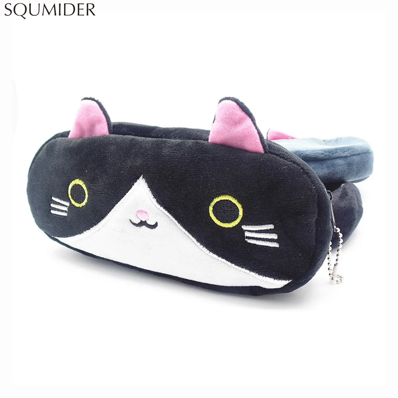 Plush Pencil Case School Supplies For Girls Stationery Office Cute Kawaii Cartoon Cat Pen Bag pouch kits Kids Gift Makeup bag