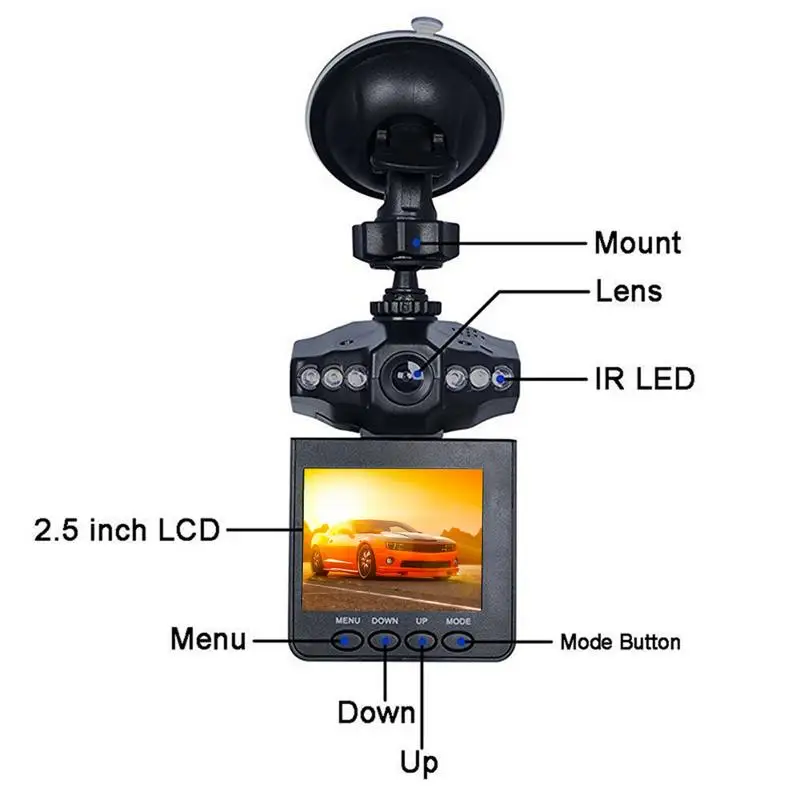 2.4 Inch Foldable Dash Cam Car Camera DVR 270 Degrees Whirl Dash Cam LED IR Light Vehicle Road Dash Video Recorder