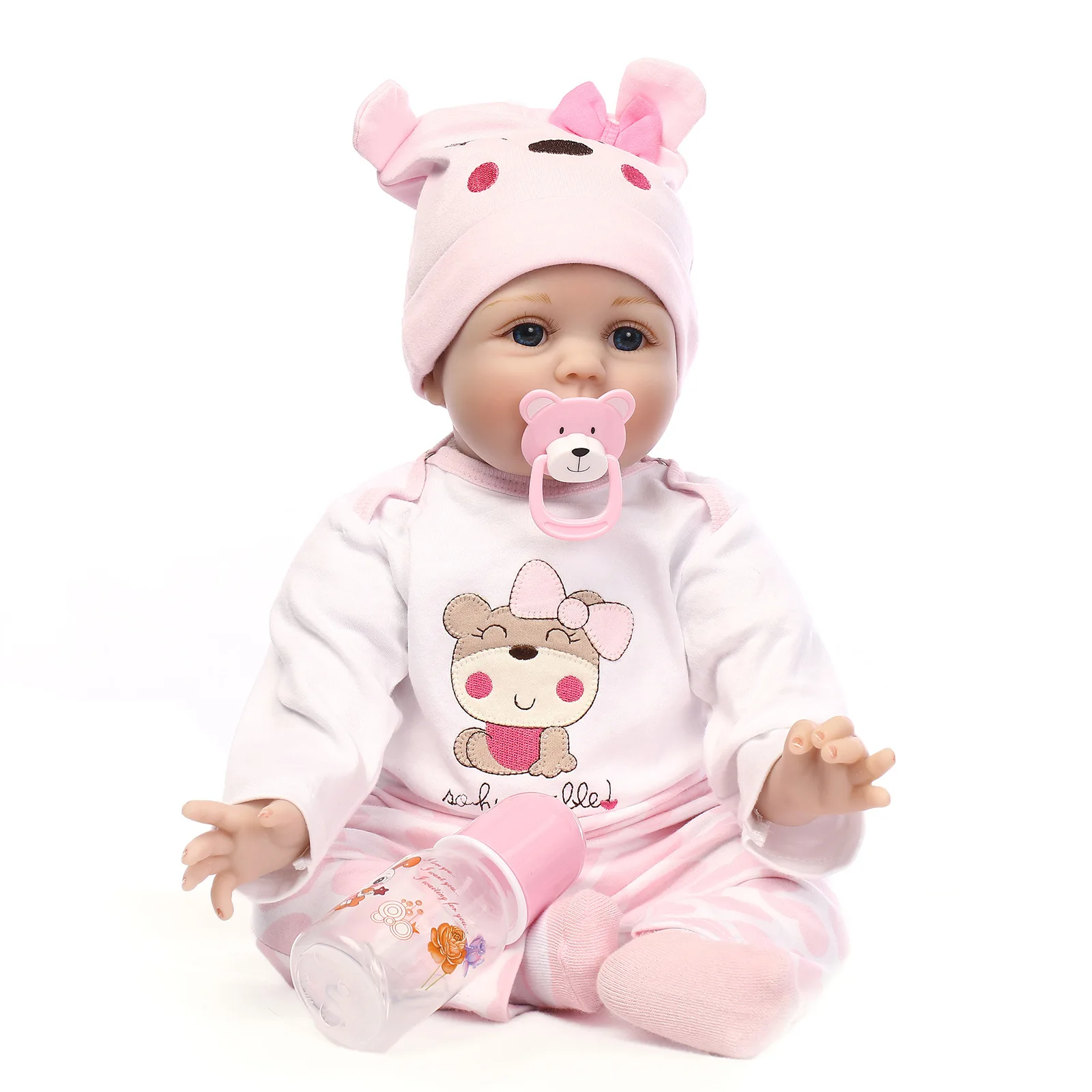 

Soft Silicone Vinyl 55cm Reborn Baby Girl Doll Appease Lifelike Babies play house toy for Children's Christmas Birthday Gift