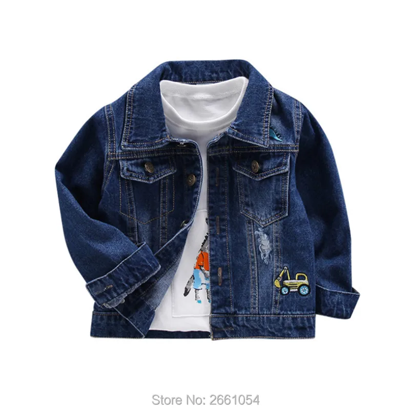 2023 Spring Children\'s Jacket Denim Boys Broken Hole Jean Jackets Kids Clothing Baby Coat Boys Casual Cartoon Letter Outerwear