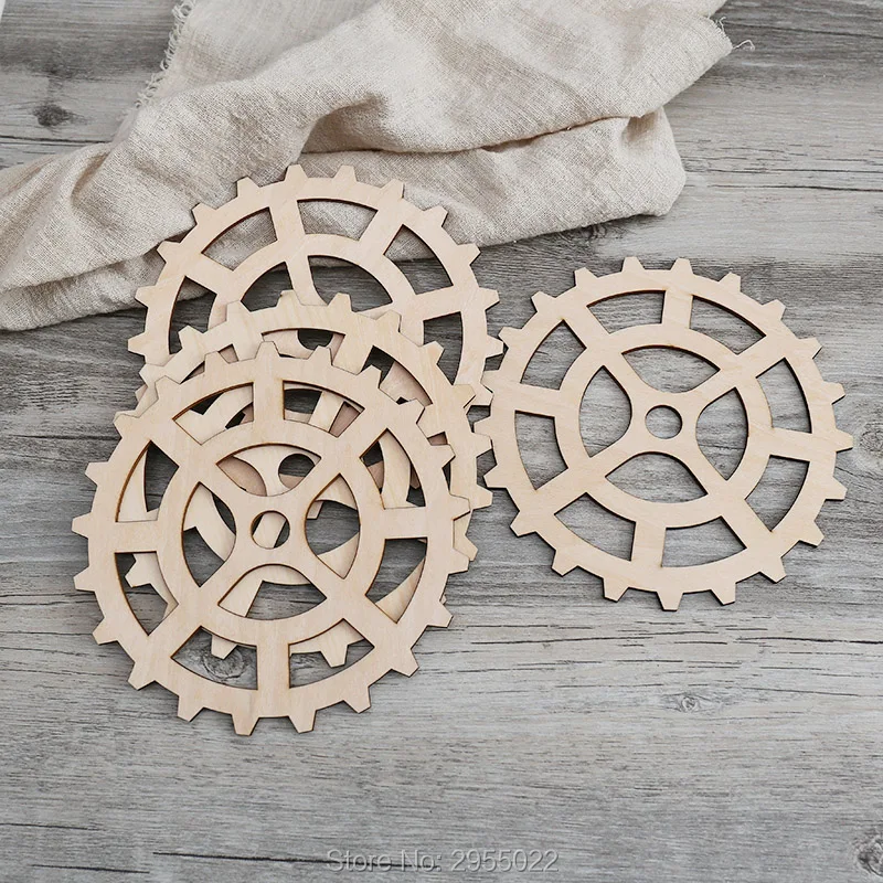 Wooden Gears  Laser Cut Unfinished DIY mechanical tags,Wood worker  tags, craft shape,Rustic wedding DIY decor