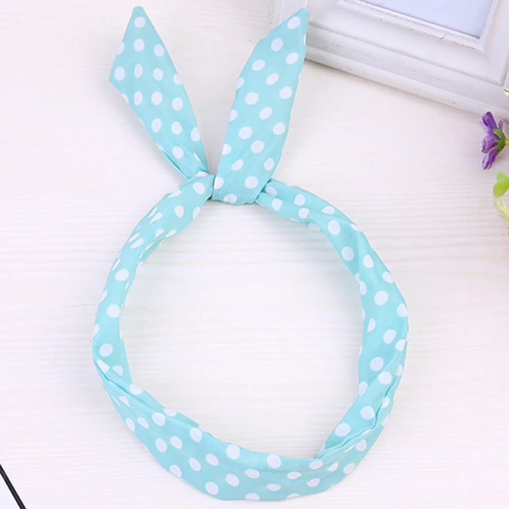 1Pc Korean Cute Sweet Polka Dot Bow Rabbit Bunny Ear Headbands Wire Elastic Hair Bands For Women Girls Hair Ribbons Hair Wrap