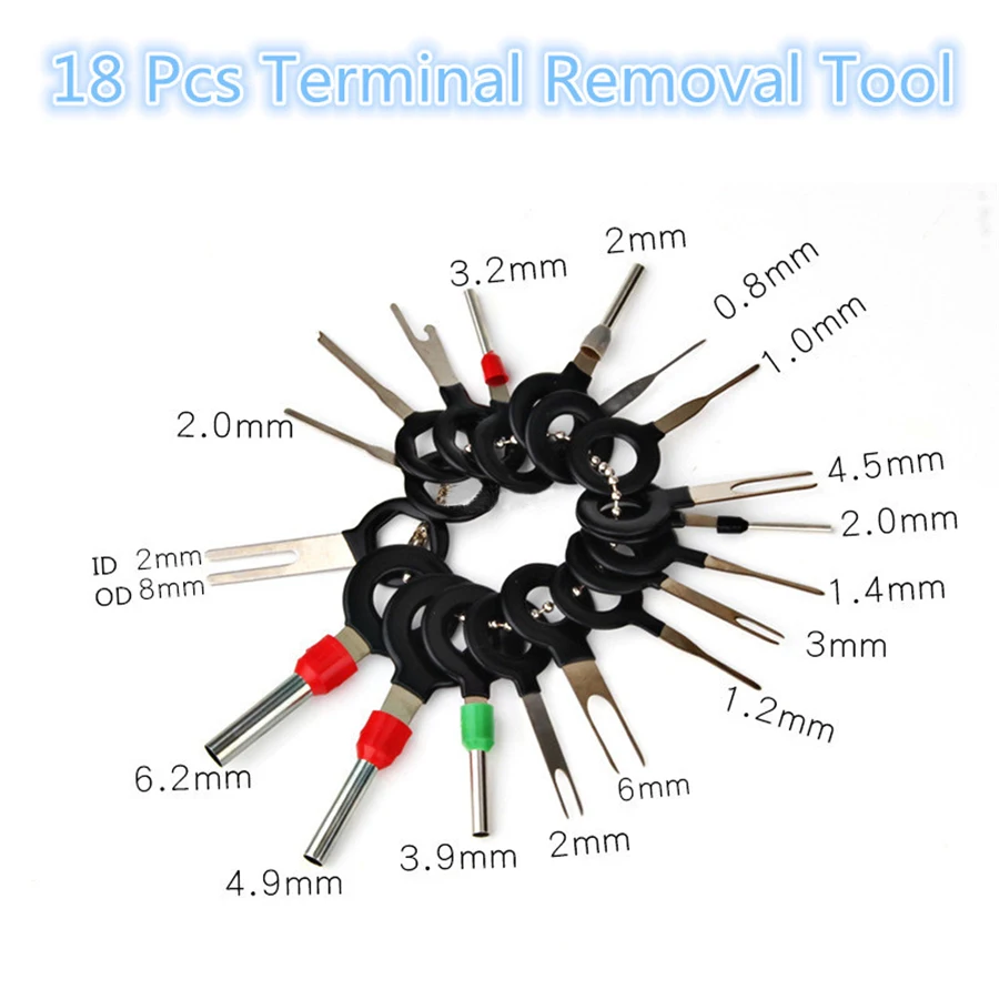 18Pcs Car Wire Terminal Removal Tool Wiring connector Pin Extractor Puller Tools