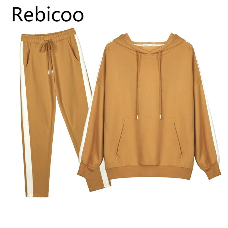 

Women Casual Fashion Tracksuits Autumn Hooded Pullover Top Sweatshirt Loose Long Pants 2 Piece Sets Sweat Suits Female set