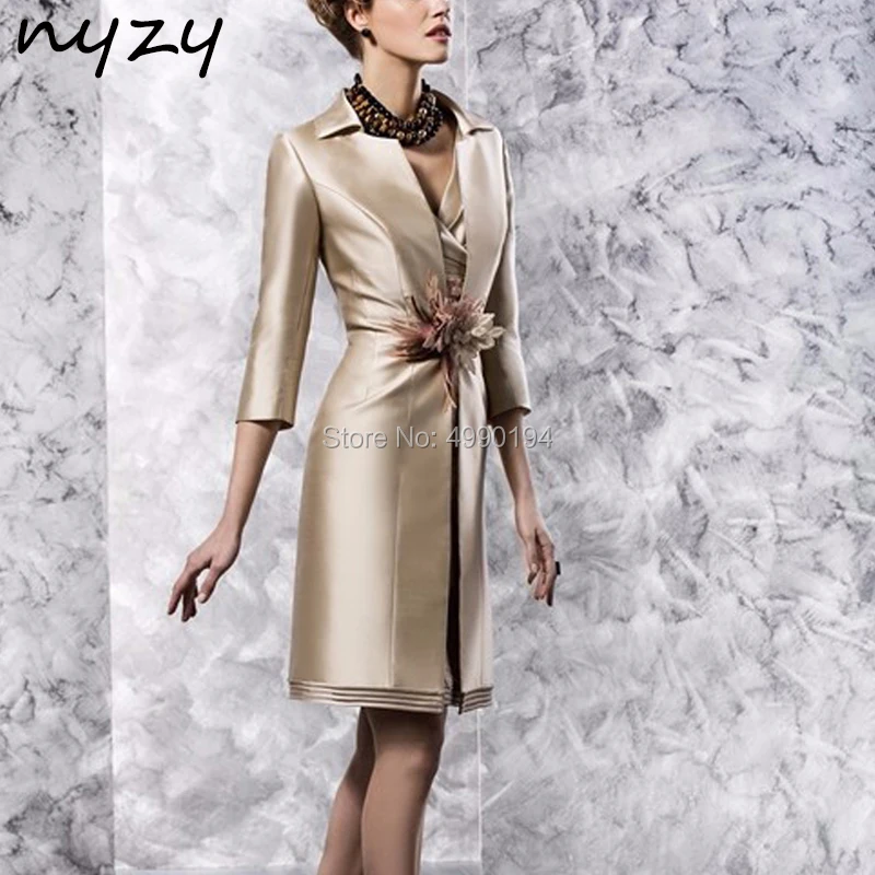 NYZY M107 Champagne Mother of the Bride Jacket Dresses Formal Dress for Wedding Party Guest Mother Dresses Suits Outfits 2019