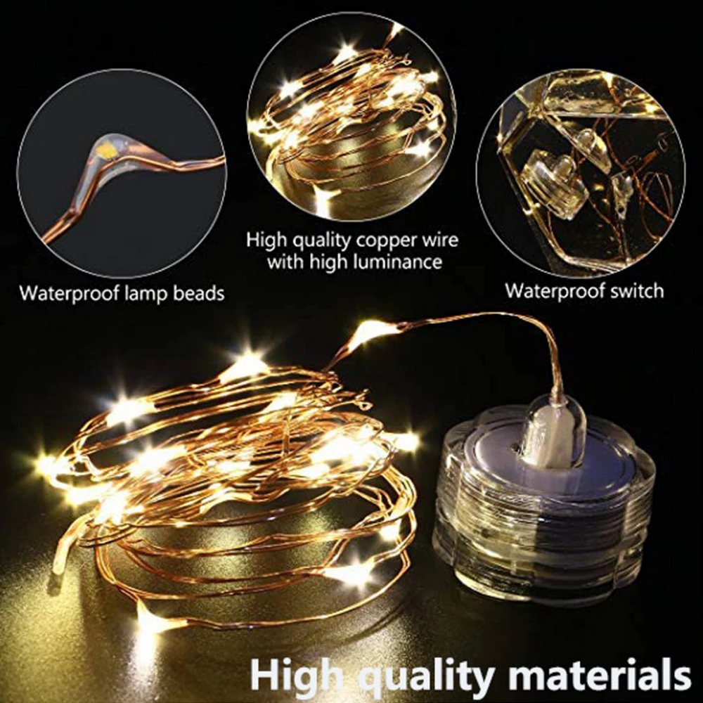 2m 20LEDs Fairy Light String Lights Lamp Christmas Party Outdoor Indoor Decoration Battery Garland Bottle Lighting